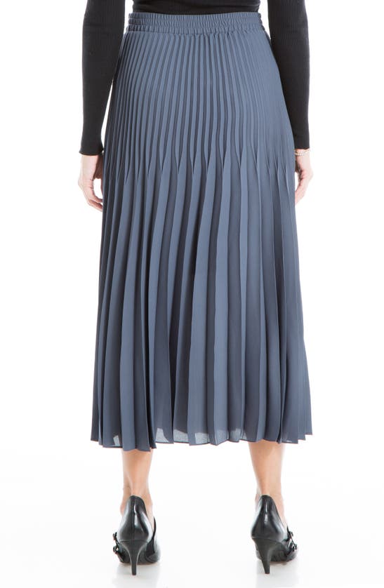 Max Studio Graduated Pleat Print Knee-length Midi Skirt In Ombreblu-ombre Blue