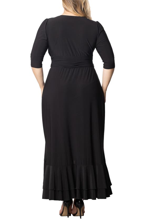Shop Kiyonna Veronica Ruffled High-low Evening Gown In Onyx