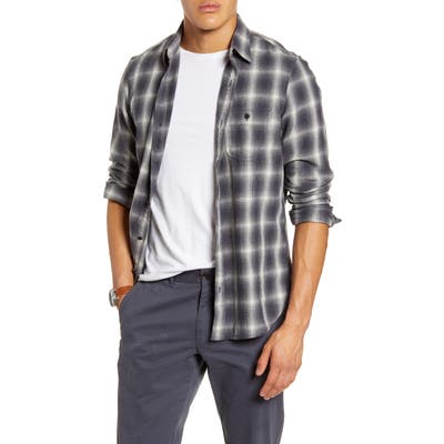 1901 Utility Trim Fit Plaid Flannel Button-Up Shirt, Grey