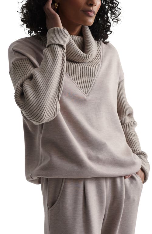Varley Hannah Cowl Neck Sweatshirt In Taupe Marl