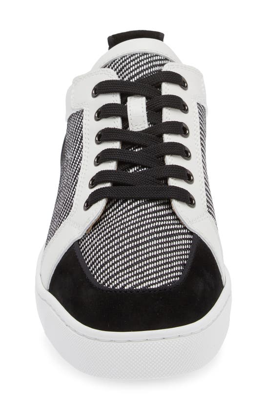 Shop Christian Louboutin Rantulow Mixed Media Low Top Sneaker In Black/ White
