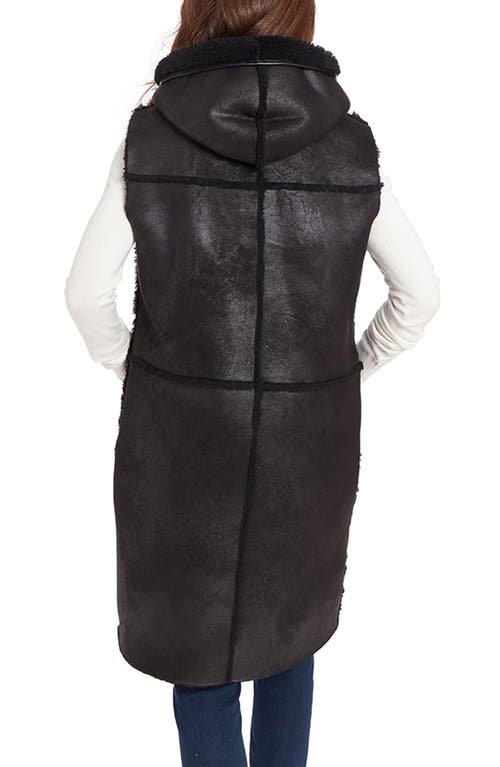 Frye Water Resistant Faux Leather & Faux Shearling Vest In Black