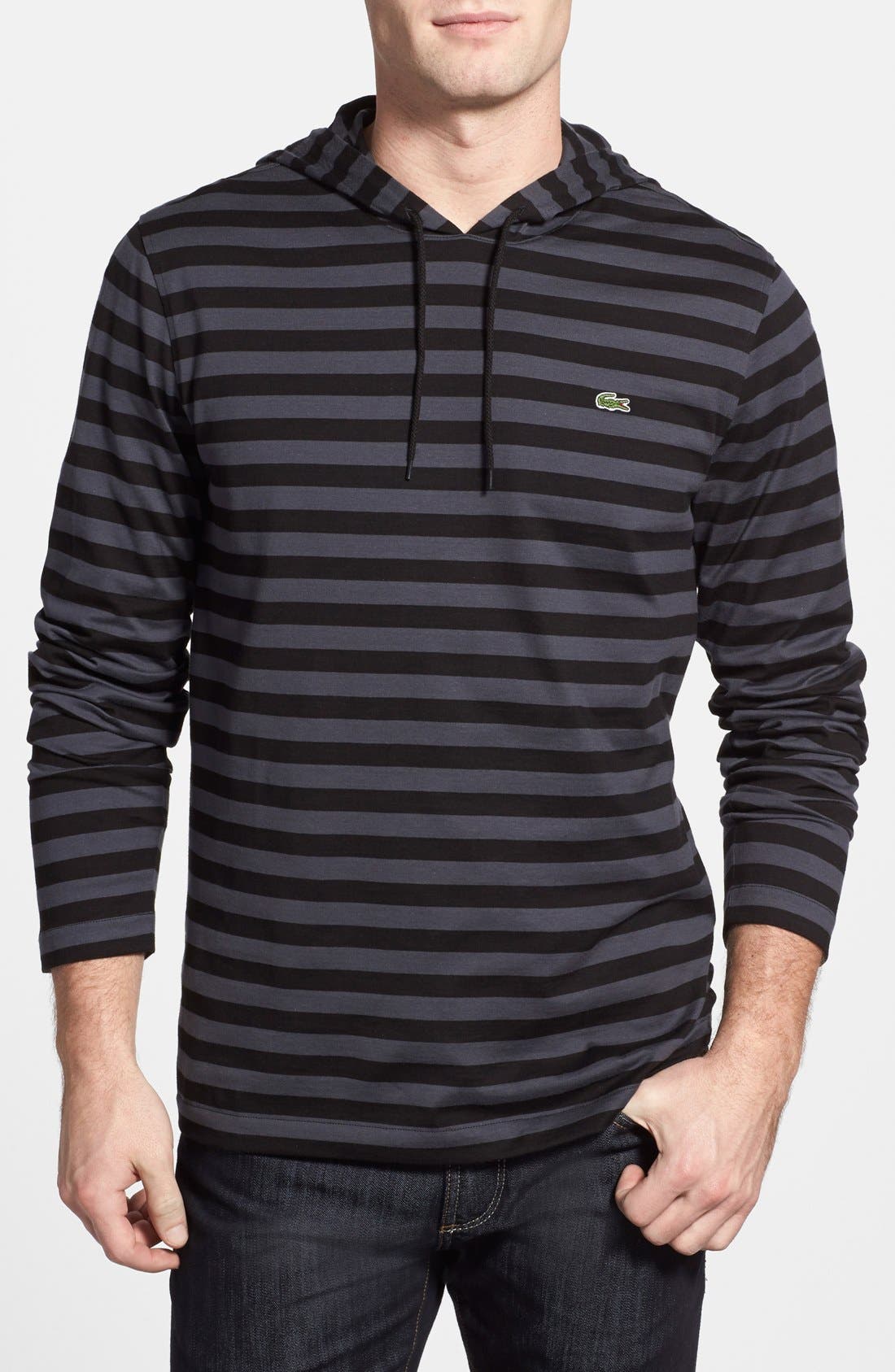 Lacoste Long Sleeve Stripe Hooded TShirt Nordstrom