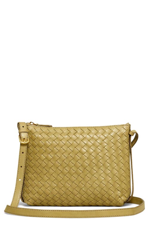 Woven Leather Crossbody Bag in Ash Green