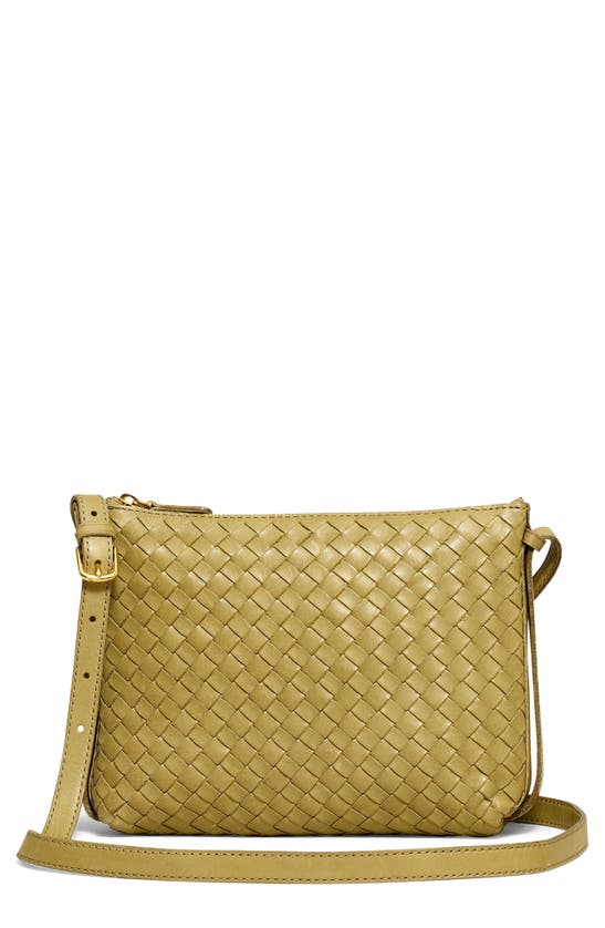 Shop Madewell Woven Leather Crossbody Bag In Ash Green