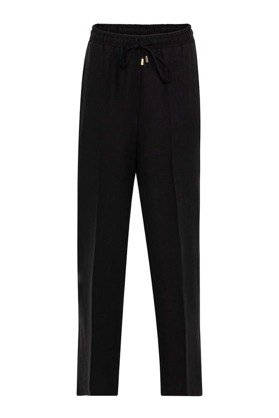 Shop Nocturne Wide Leg Linen Pants In Black