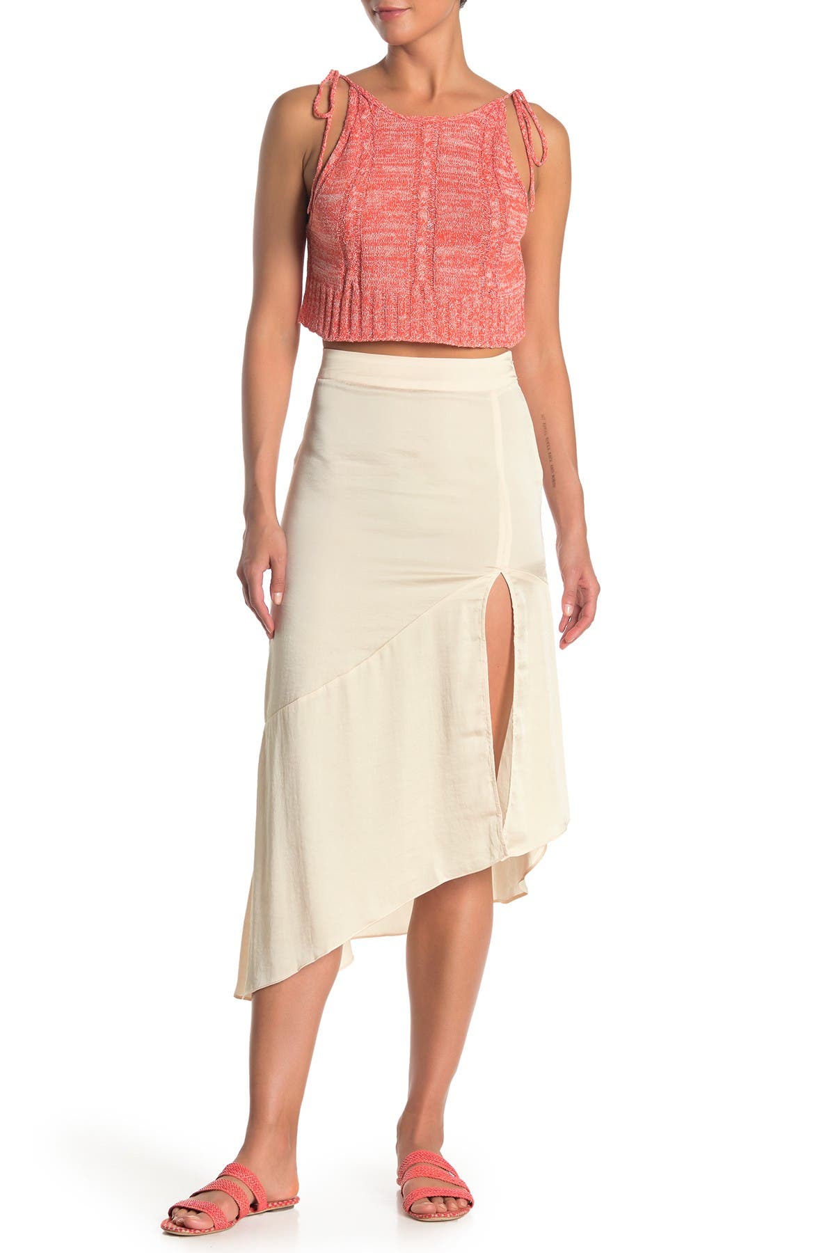 Free People Womens Lola Asymmetric Ruffled Slit Skirt BHFO 1638