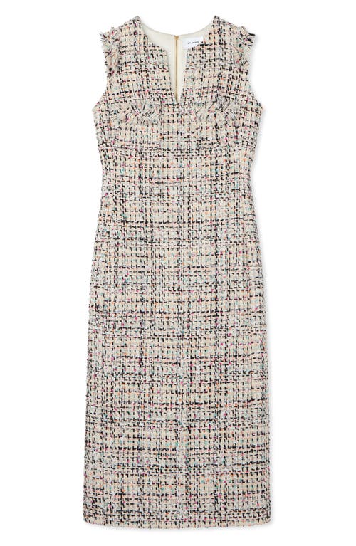 St John St. John Collection Multicolor Eyelash Tweed Midi Dress In Ecru Multi