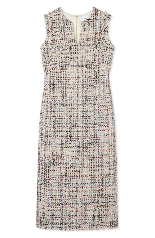 Shop St John St. John Collection Multicolor Eyelash Tweed Midi Dress In Ecru Multi