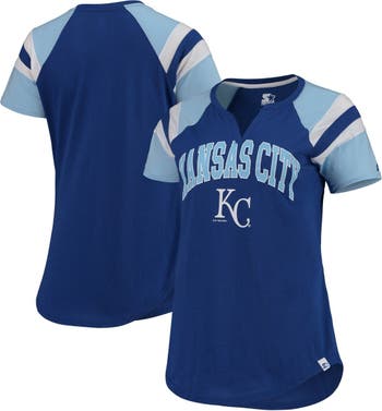 STARTER Women's Starter Royal/Blue Kansas City Royals Game On Notch Neck  Raglan T-Shirt