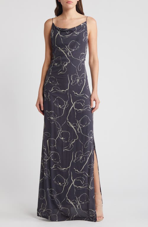 Shop Faithfull The Brand Aureli Maxi Slipdress In Calla Print/charred Navy