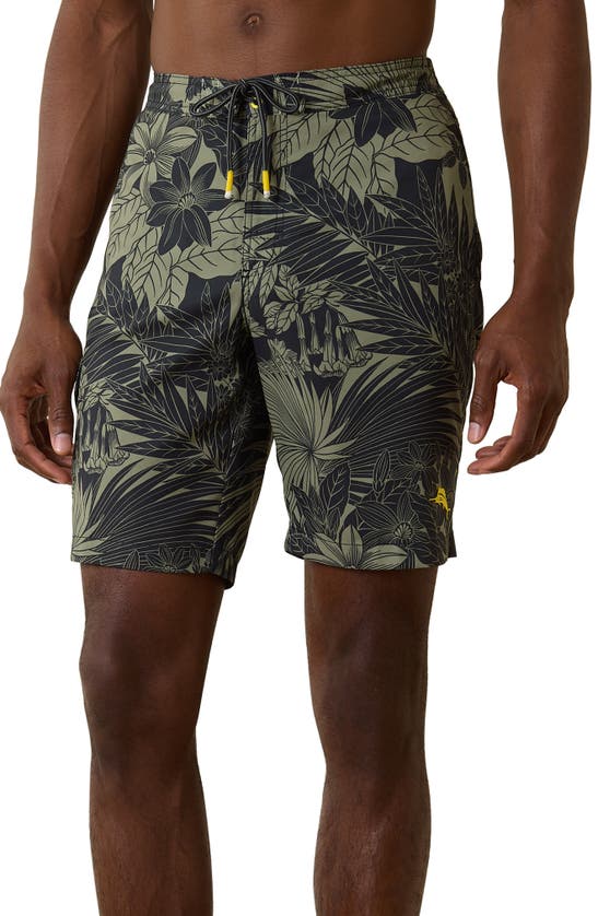 Shop Tommy Bahama Baja Santiago Palms Board Shorts In Black