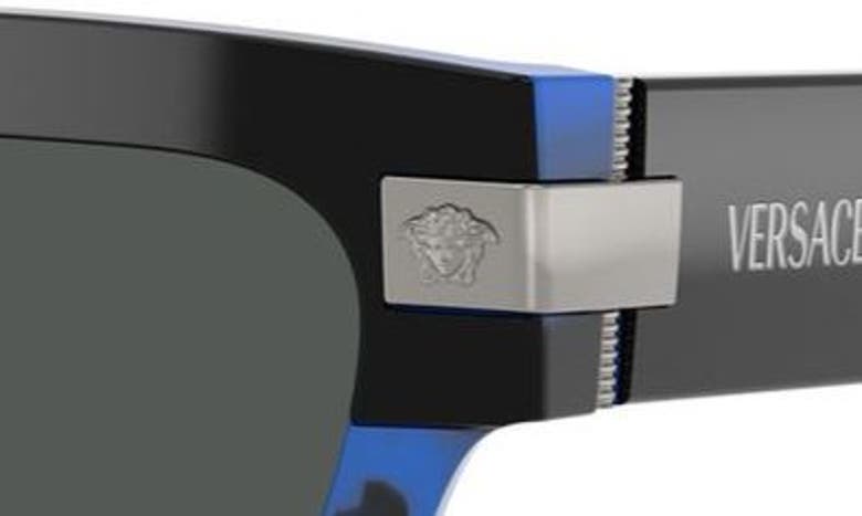 Shop Versace 55mm Plaque Rectangular Sunglasses In Havana Blue