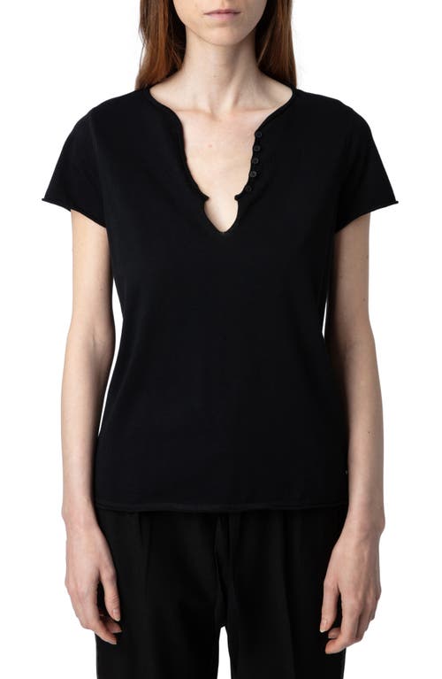 Zadig & Voltaire Tuni Wings Strass Embellished Keyhole Cotton Graphic T-shirt In Noir