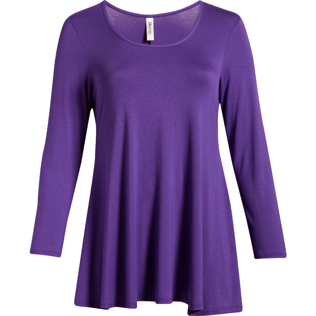 24seven Comfort Apparel Women's Plus Size Poised Swing Tunic Top In Amethyst