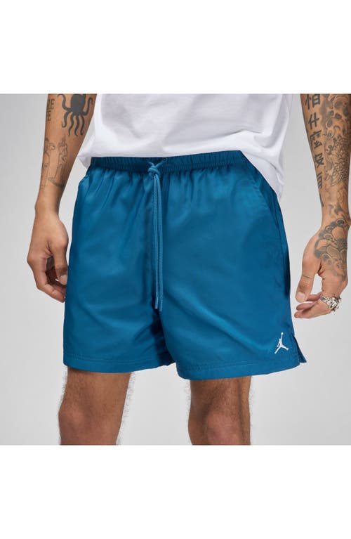 Shop Jordan Essential Poolside Drawstring Shorts In Industrial Blue/white