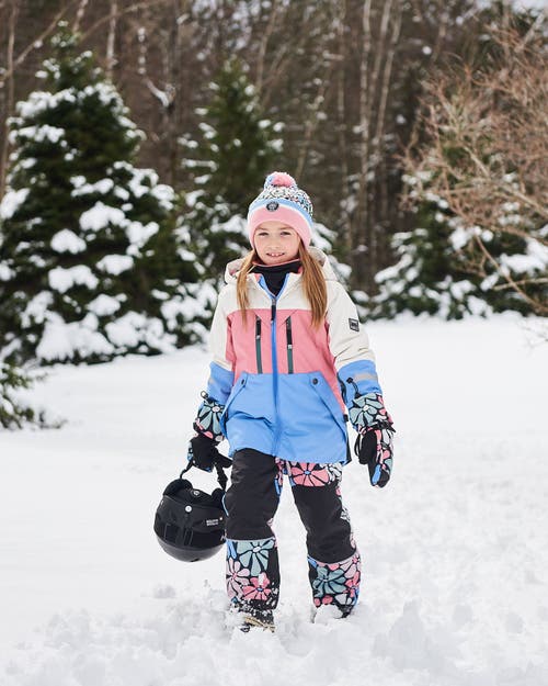 Shop Deux Par Deux Girl's Two Piece Technical Snowsuit Colorblock Printed Retro Flowers