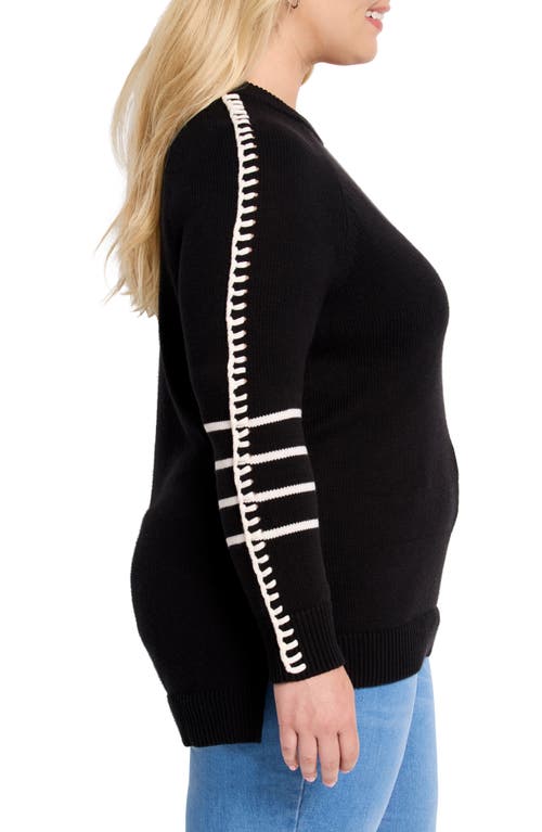 Shop Nic + Zoe Nic+zoe Dashing Down Whipstitch High/low Sweater In Black Onyx