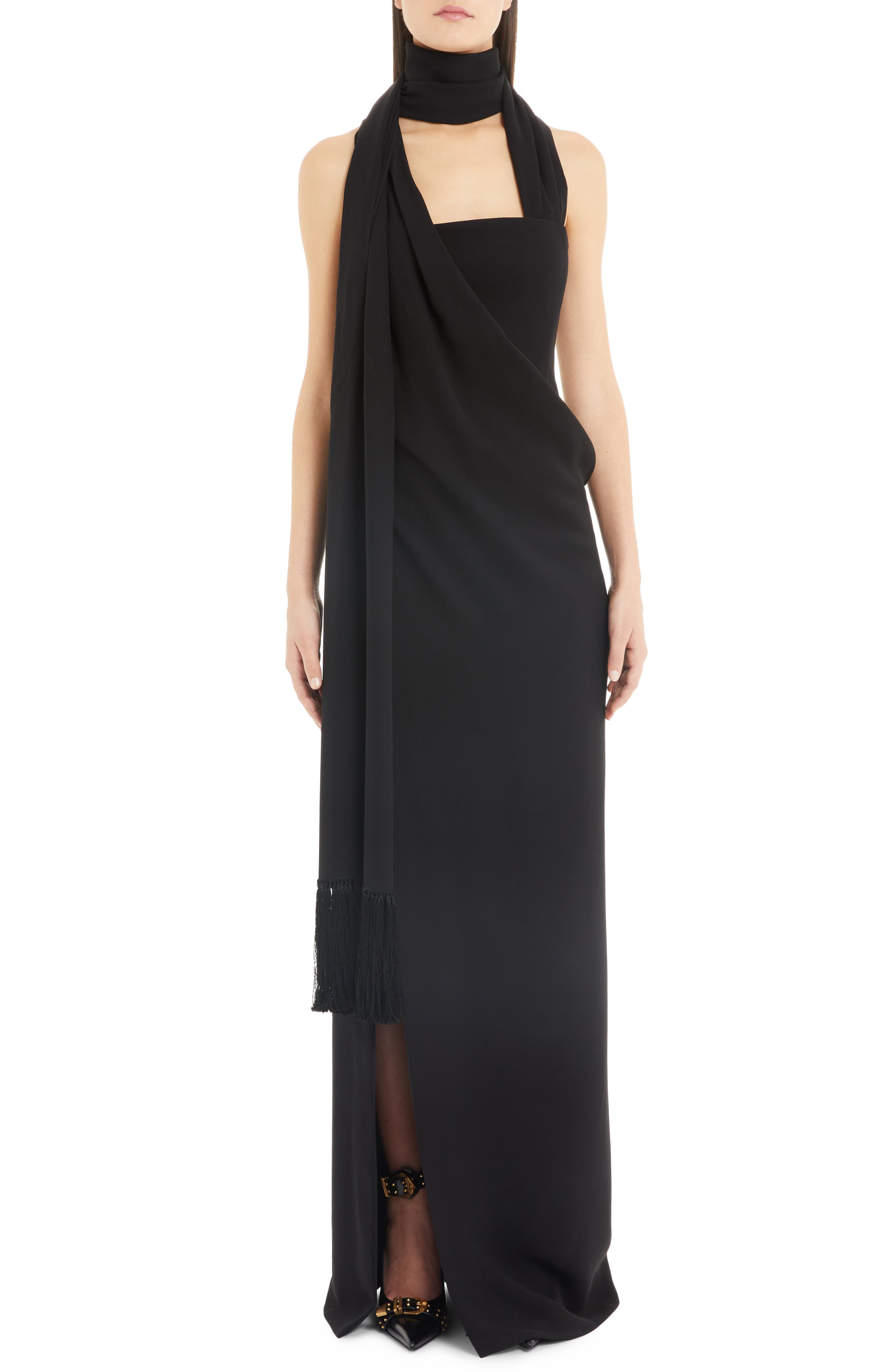 Versace Side Drape Gown, US / 40 IT - Black