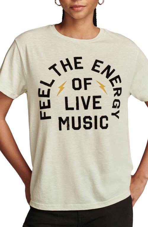 Shop Lucky Brand Feel The Energy Of Live Music Graphic Cotton Blend T-shirt In Pale Ivory