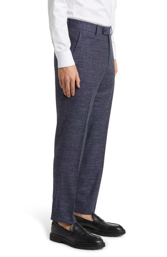 Shop Hugo Boss Boss Genius Virgin Wool Blend Flat Front Dress Pants In Dark Blue