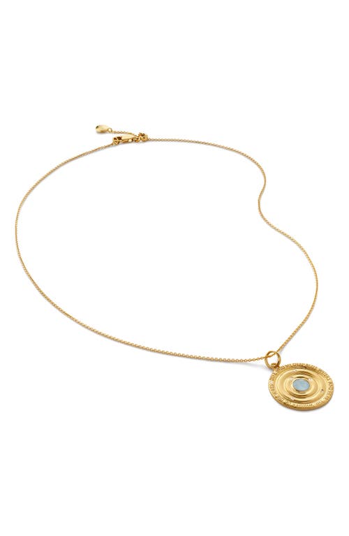 Monica Vinader Ocean Pendant Necklace In 18ct Gold Vermeil/aquamarine