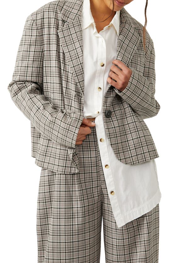 Shop Free People Cali Boxy Plaid Blazer In Neutral Combo