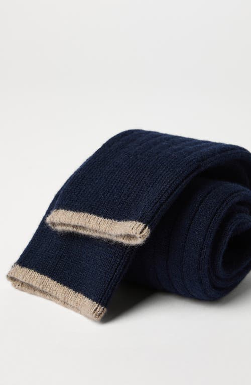 Shop Brunello Cucinelli Rib Knit Socks In Navy Blue