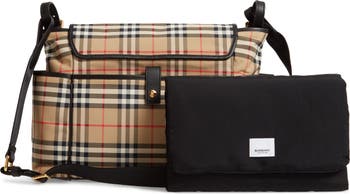 Burberry Vintage Check & Leather Diaper Bag w/ Changing Pad