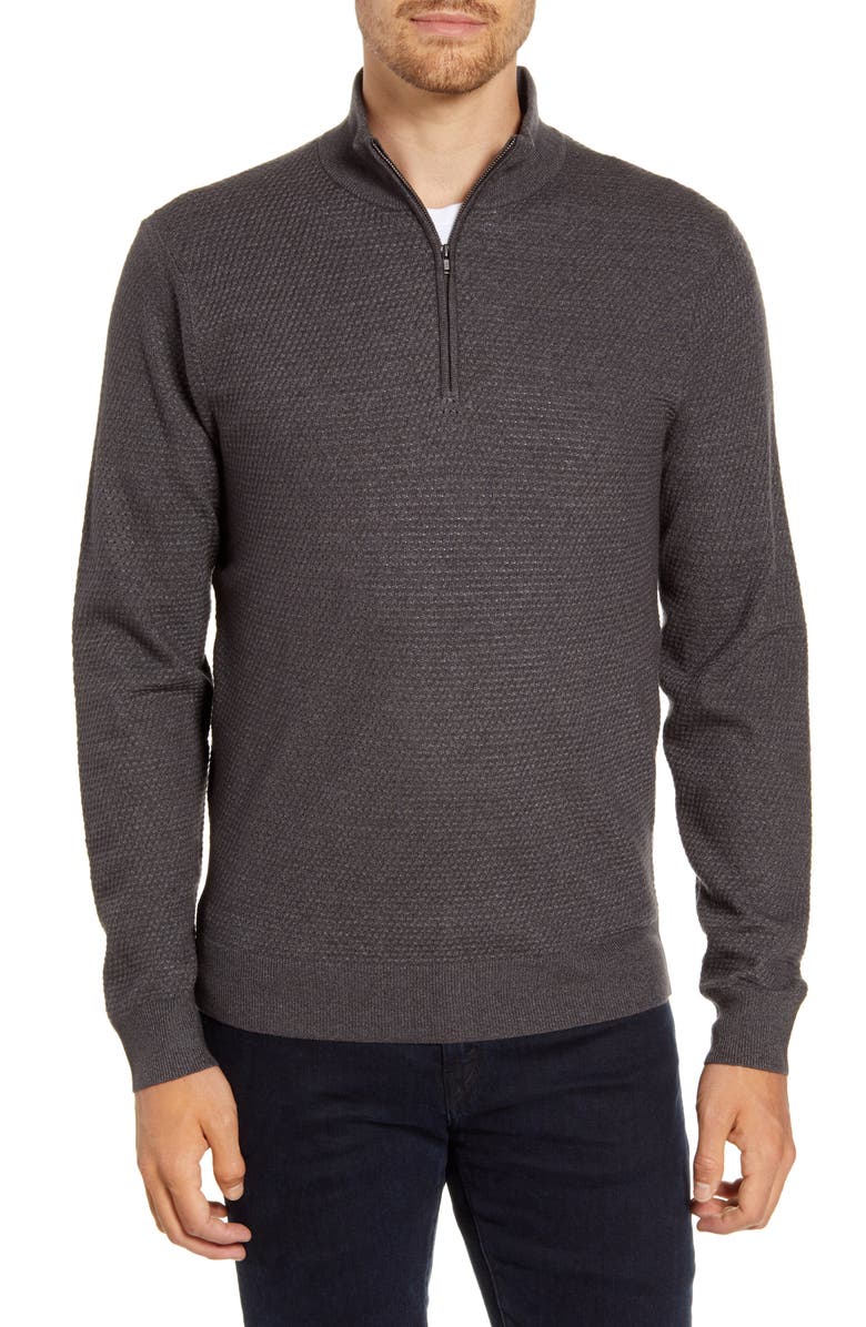 Nordstrom Men's Shop Textured Quarter Zip Sweater | Nordstrom