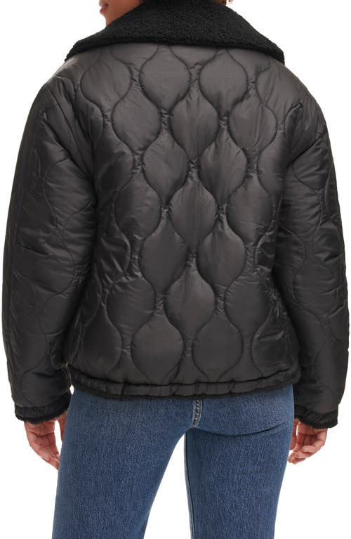 Shop Levi's Quilted High Pile Fleece Reversible Jacket In Black/black