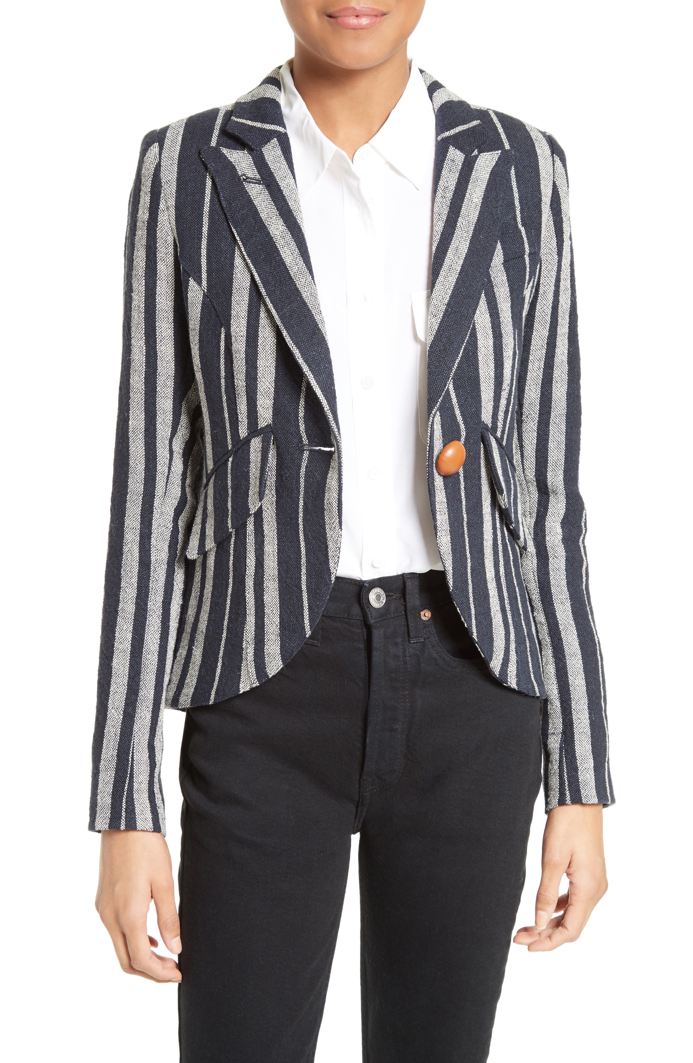 Smythe Stripe Linen Blazer Nordstrom