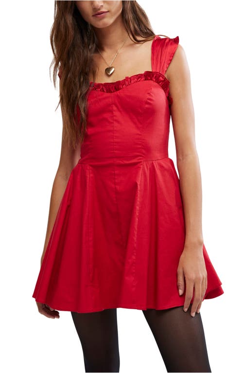 Shop Free People Midnight Magic Stretch Cotton Fit & Flare Minidress In Red Dahlia Combo