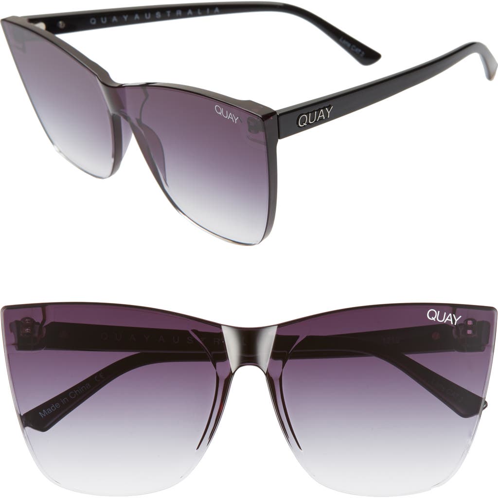 Quay Australia Come Thru 60mm Gradient Cat Eye Sunglasses In Black