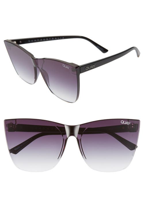 Quay Australia Come Thru 60mm Gradient Cat Eye Sunglasses in Black/Fade at Nordstrom