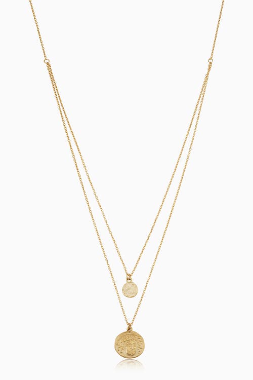 ORADINA ORADINA 14K YELLOW GOLD GREEK MEDALLION LAYERED NECKLACE 