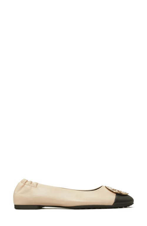 Shop Tory Burch Claire Cap Toe Ballet Flat In New Cream/black/gold