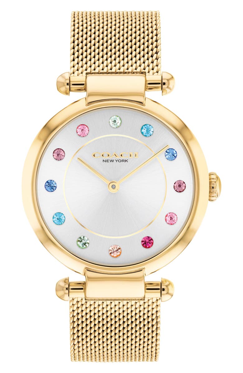 COACH Cary Set Mesh Strap Watch, 34mm, Alternate, color, Silver