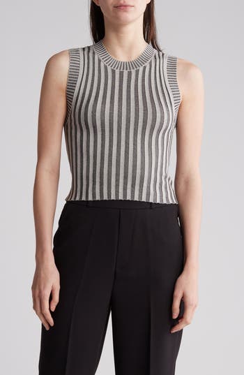 Shop By Design French Rib Sleeveless Sweater In Grey/black
