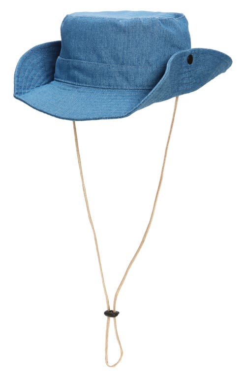 Washed Cotton Bucket Hat in Blue Denim
