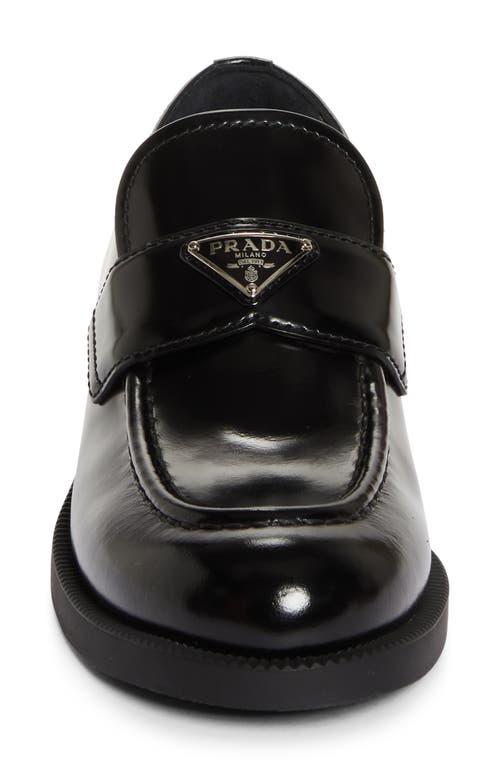 Prada Logo-plaque Leather Loafers In Nero