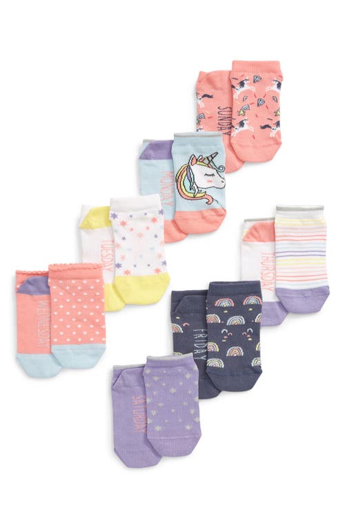 Tucker + Tate Days of the Week Assorted 7-Pack No-Show Socks in Blue Omphalodes Multi