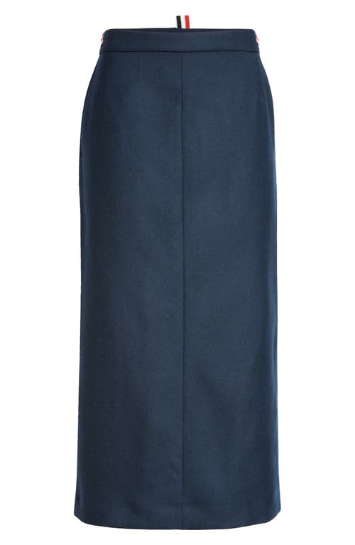 Shop Thom Browne Tricolor Tab Wool Twill Pencil Skirt In Navy