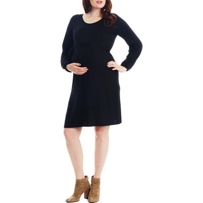 Everly Grey Alina Long Sleeve Jersey Maternity/nursing Dress, Black