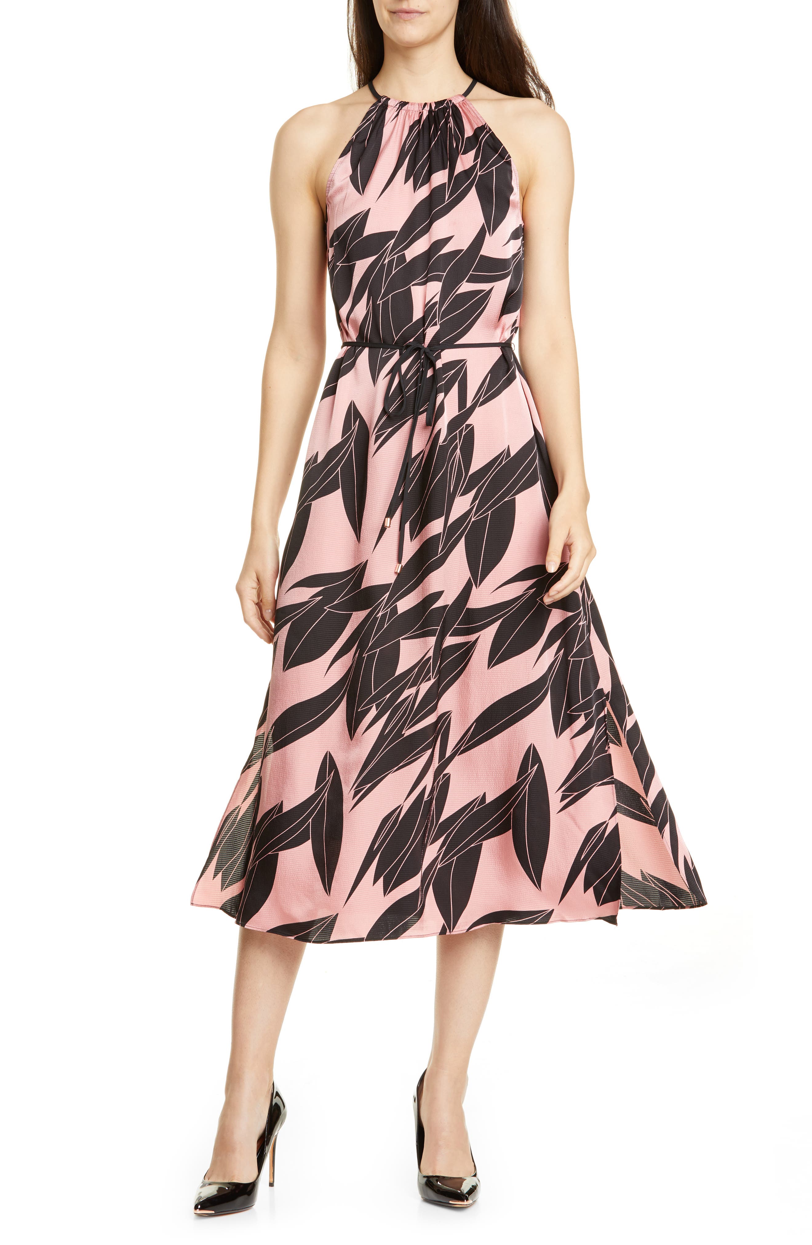 Ted Baker London Leahla Sour Cherry Halter Midi Dress, Pink