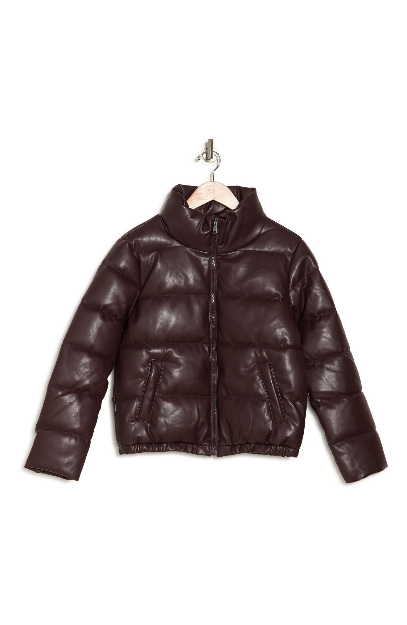 sebby collection faux leather puffer jacket