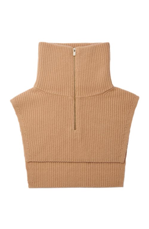 Maje Cashmere/wool Zip-up Neck Warmer In Camel