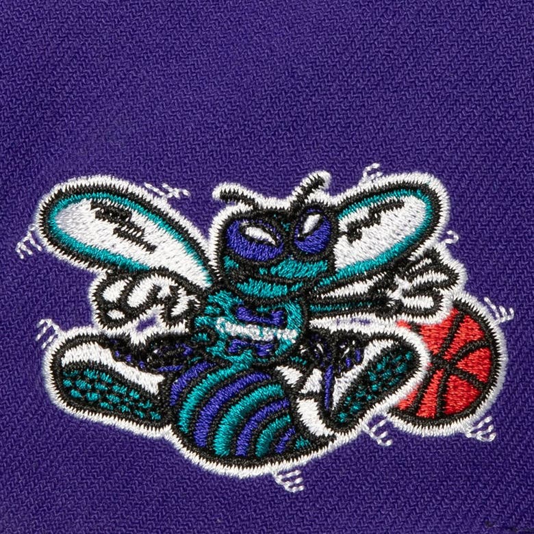 Shop Mitchell & Ness White/purple Charlotte Hornets Retro Sport Color Block Script Snapback Hat