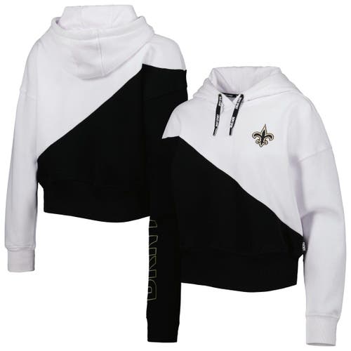 Women's DKNY Sport White/Black New Orleans Saints Bobbi Color Blocked Pullover Hoodie