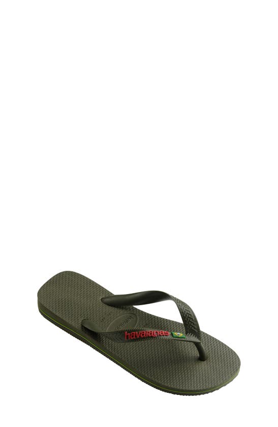 Havaianas Kids' Brazil Logo Flip Flop In Moss
